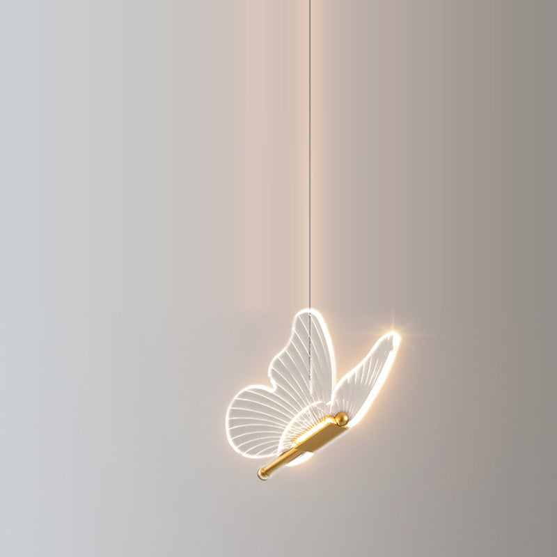 Contemporary Creative Butterfly Acrylic Iron LED Pendant Light For Bedroom