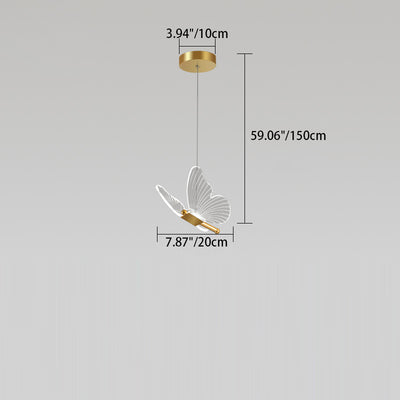 Contemporary Creative Butterfly Acrylic Iron LED Pendant Light For Bedroom