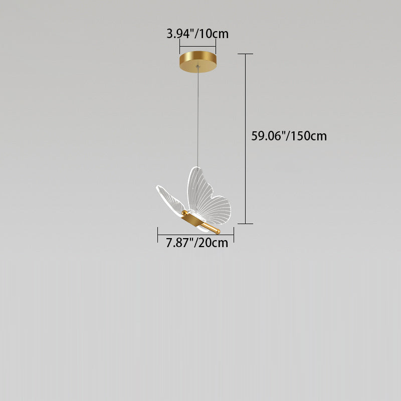 Contemporary Creative Butterfly Acrylic Iron LED Pendant Light For Bedroom