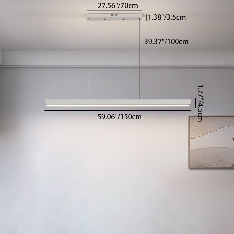 Modern Minimalist Geometric Circles Straight Line Iron Aluminum Silicone Strip Acrylic Spotlight LED Island Light Chandelier For Dining Room