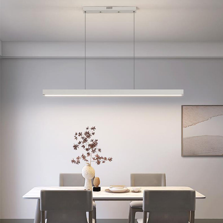 Modern Minimalist Geometric Circles Straight Line Iron Aluminum Silicone Strip Acrylic Spotlight LED Island Light Chandelier For Dining Room