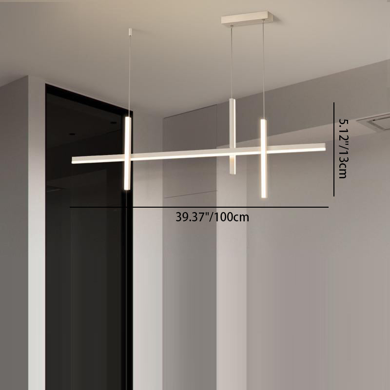 Modern Minimalist Geometric Circles Straight Line Iron Aluminum Silicone Strip Acrylic Spotlight LED Island Light Chandelier For Dining Room