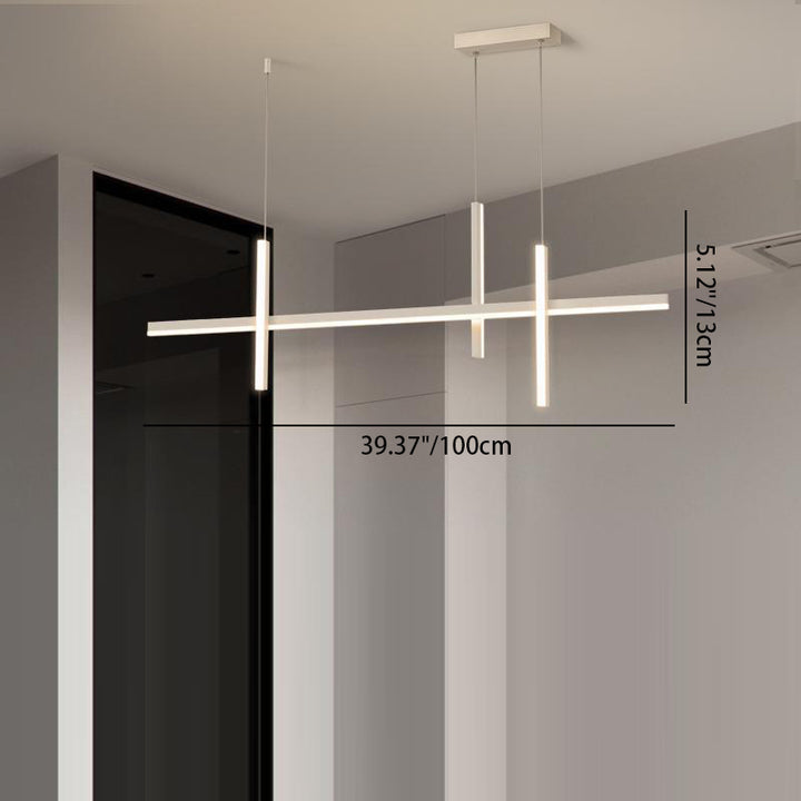 Modern Minimalist Geometric Circles Straight Line Iron Aluminum Silicone Strip Acrylic Spotlight LED Island Light Chandelier For Dining Room