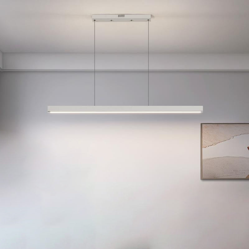 Modern Minimalist Geometric Circles Straight Line Iron Aluminum Silicone Strip Acrylic Spotlight LED Island Light Chandelier For Dining Room