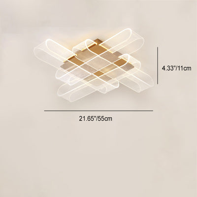 Contemporary Creative Iron Aluminum Acrylic Wraparound LED Semi-Flush Mount Ceiling Light For Bedroom