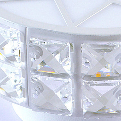 Modern Minimalist Drum Shape Hardware Crystal LED Flush Mount Ceiling Light For Hallway