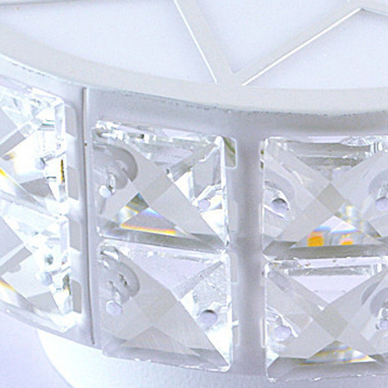 Modern Minimalist Drum Shape Hardware Crystal LED Flush Mount Ceiling Light For Hallway