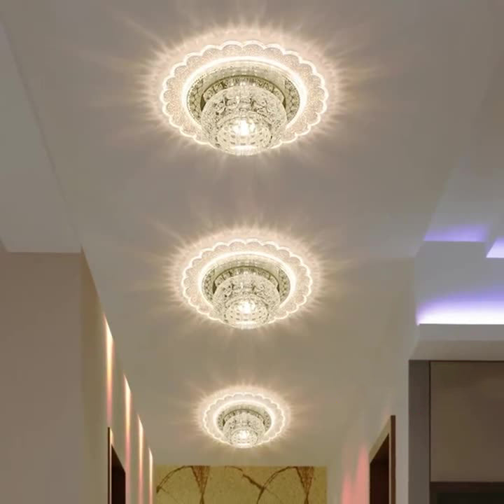 Moderne minimalistische Trommelform-Hardware-Kristall-LED-Deckenleuchte für den Flur 