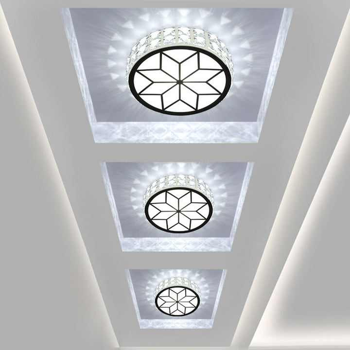 Moderne minimalistische Trommelform-Hardware-Kristall-LED-Deckenleuchte für den Flur 