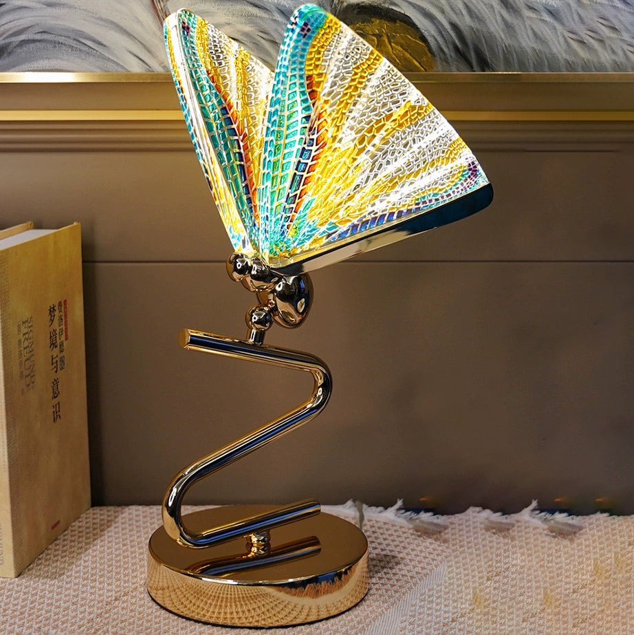 Contemporary Creative Colorful Butterfly Zinc Alloy Iron Acrylic LED Table Lamp For Bedroom