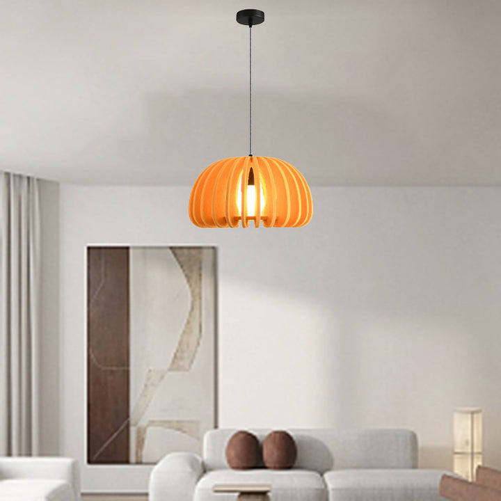 Colonne Contemporaine Créative Citrouille en Forme de Cage à Oiseaux Acoustique Fer Feutre 1 - Suspension Lumineuse pour Chambre 