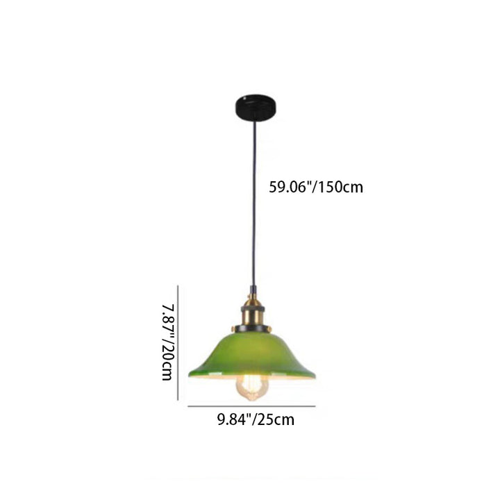 Traditional Vintage Flower Lotus Leaf Petal Hardware Glass 1-Light Pendant Light For Dining Room
