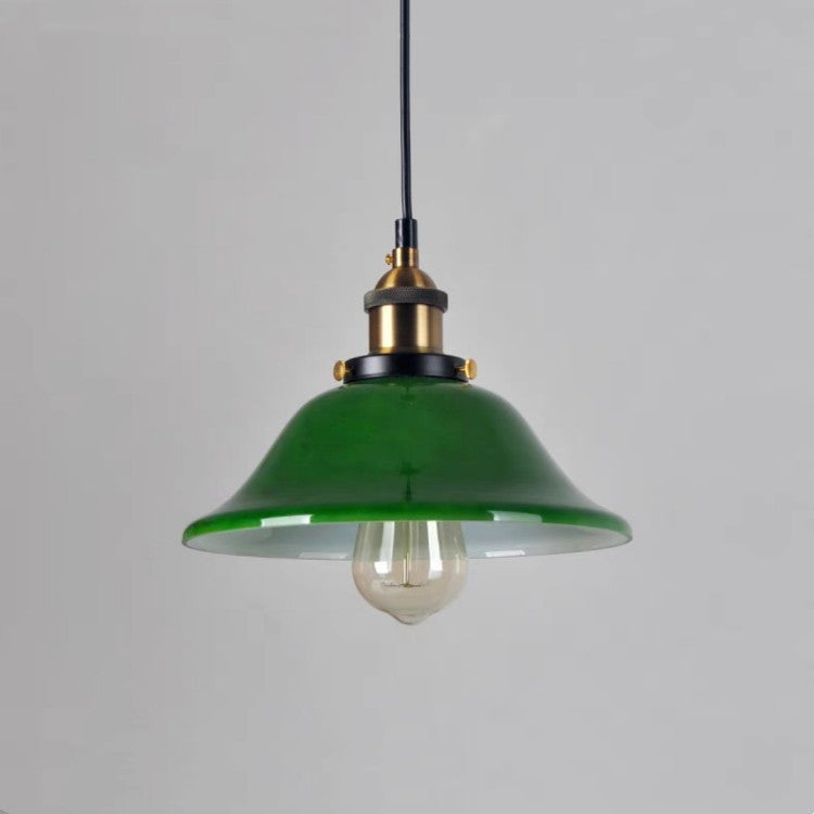 Traditional Vintage Flower Lotus Leaf Petal Hardware Glass 1-Light Pendant Light For Dining Room