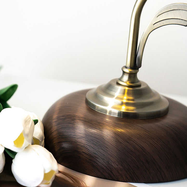 Lampe de table contemporaine rétro en dôme de fleur en fer, verre et céramique à 1 lumière pour chambre 