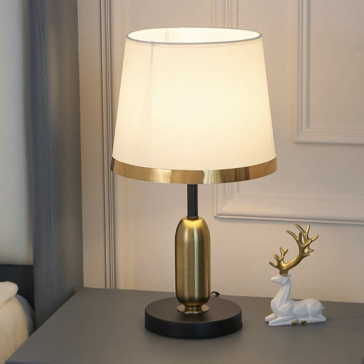 Traditional Vintage Dome Round Base Iron Fabric 1-Light Table Lamp For Bedroom
