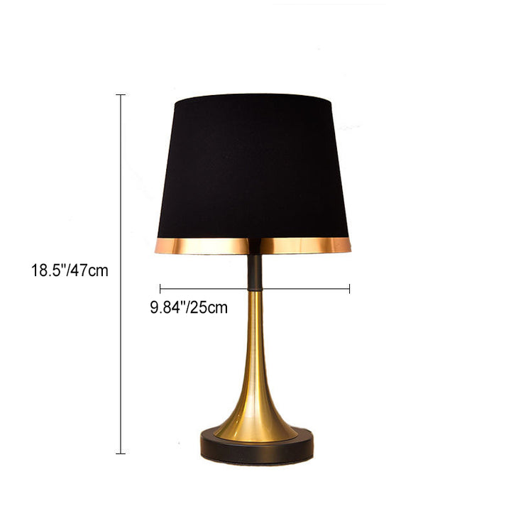 Traditional Vintage Dome Round Base Iron Fabric 1-Light Table Lamp For Bedroom