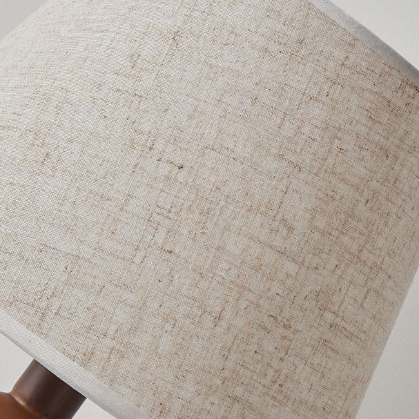 Lámpara de mesa de una luz con forma cónica de columna de bola de madera retro contemporánea para dormitorio 