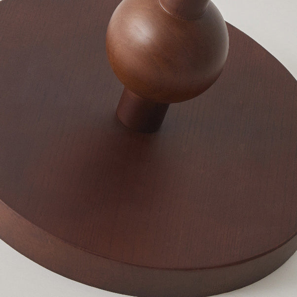 Lámpara de mesa de una luz con forma cónica de columna de bola de madera retro contemporánea para dormitorio 