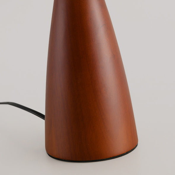 Lampe de table 1 lumière en bois avec abat-jour conique plissé rétro contemporain motif fleur en tissu pour chambre 