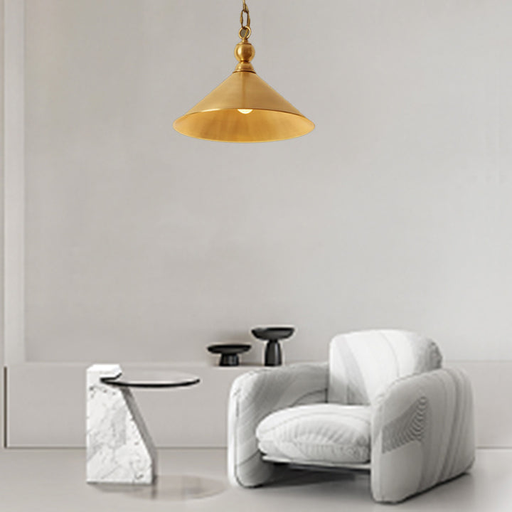 Zeitgenössische Retro-Pendelleuchte mit runder Platte aus Messing und Glas, 1 Licht, für Wohnzimmer 