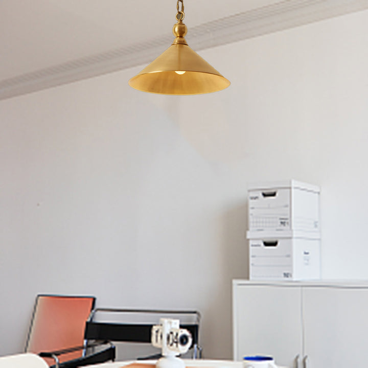 Zeitgenössische Retro-Pendelleuchte mit runder Platte aus Messing und Glas, 1 Licht, für Wohnzimmer 