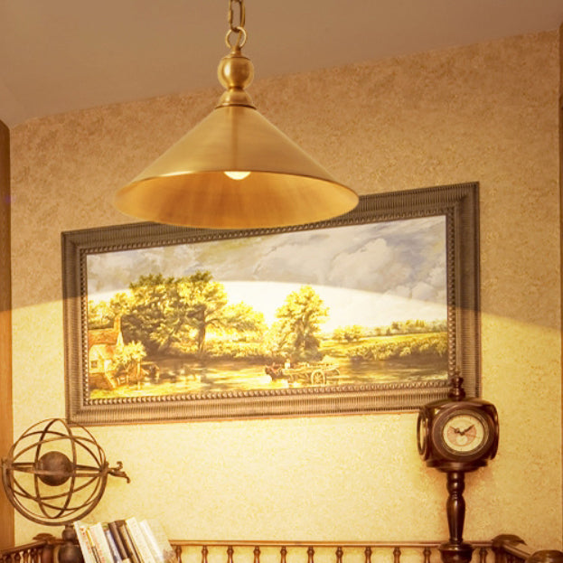 Zeitgenössische Retro-Pendelleuchte mit runder Platte aus Messing und Glas, 1 Licht, für Wohnzimmer 