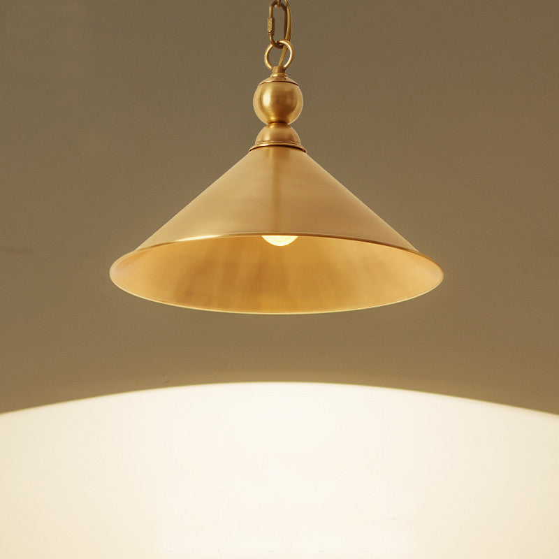 Zeitgenössische Retro-Pendelleuchte mit runder Platte aus Messing und Glas, 1 Licht, für Wohnzimmer 