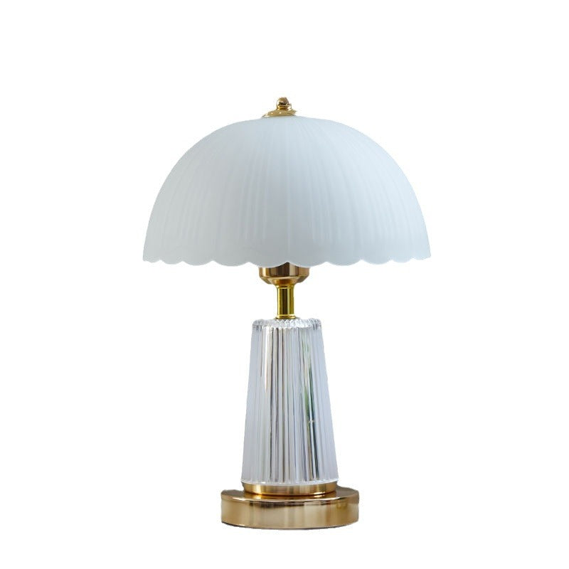 Lampe de table moderne de luxe à base ronde en forme de pétale en fer et verre acrylique à 1 lumière pour chambre 