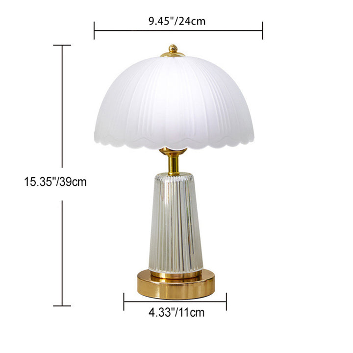 Lámpara de mesa moderna de lujo con base redonda en forma de pétalo de hierro y vidrio acrílico de 1 luz para dormitorio 