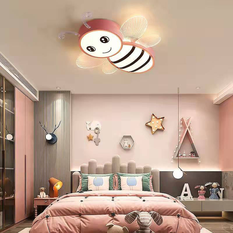 Zeitgenössische kreative Kinder Cartoon Biene Eisen Acryl LED Deckenleuchte für Schlafzimmer 