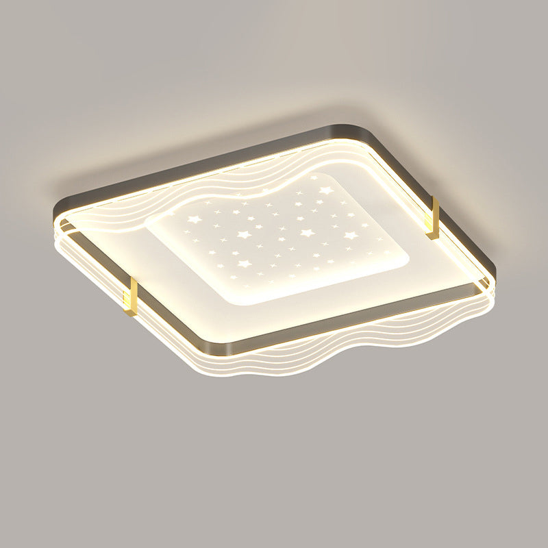 Plafonnier LED en fer aluminium acrylique à motif ciel rond carré rectangulaire crème nordique contemporain pour chambre 