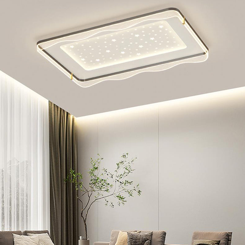 Zeitgenössische nordische Creme Runde quadratische rechteckige Himmel Muster Eisen Aluminium Acryl LED Deckenleuchte für Schlafzimmer 