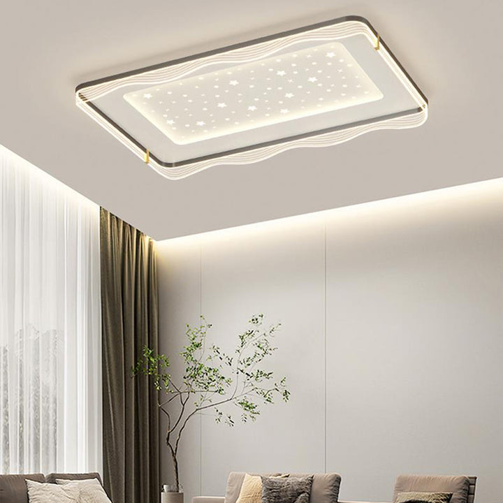 Zeitgenössische nordische Creme Runde quadratische rechteckige Himmel Muster Eisen Aluminium Acryl LED Deckenleuchte für Schlafzimmer 
