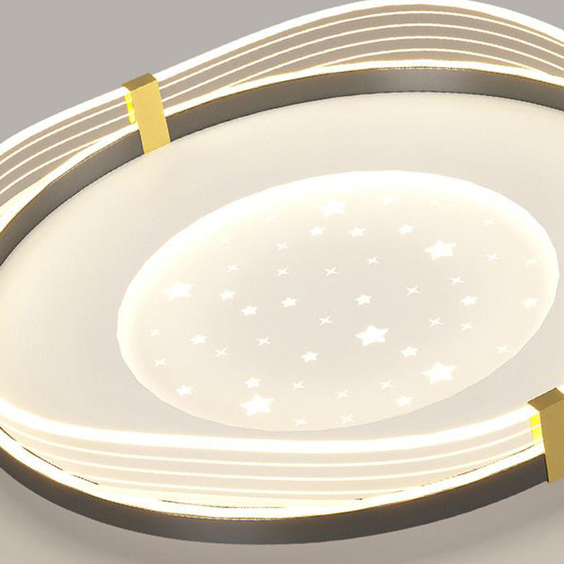 Zeitgenössische nordische Creme Runde quadratische rechteckige Himmel Muster Eisen Aluminium Acryl LED Deckenleuchte für Schlafzimmer 