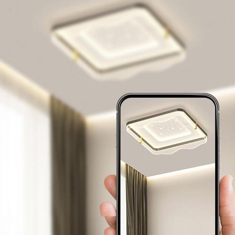 Zeitgenössische nordische Creme Runde quadratische rechteckige Himmel Muster Eisen Aluminium Acryl LED Deckenleuchte für Schlafzimmer 