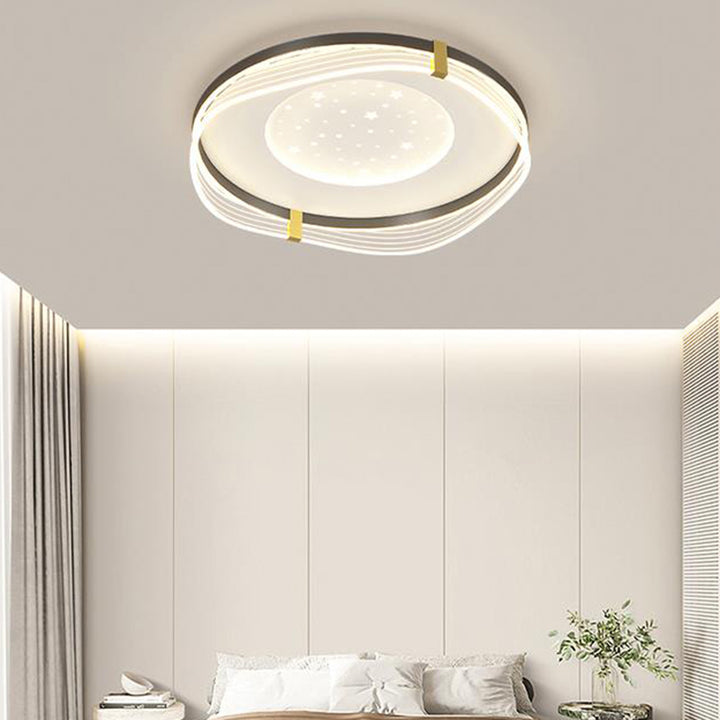 Zeitgenössische nordische Creme Runde quadratische rechteckige Himmel Muster Eisen Aluminium Acryl LED Deckenleuchte für Schlafzimmer 