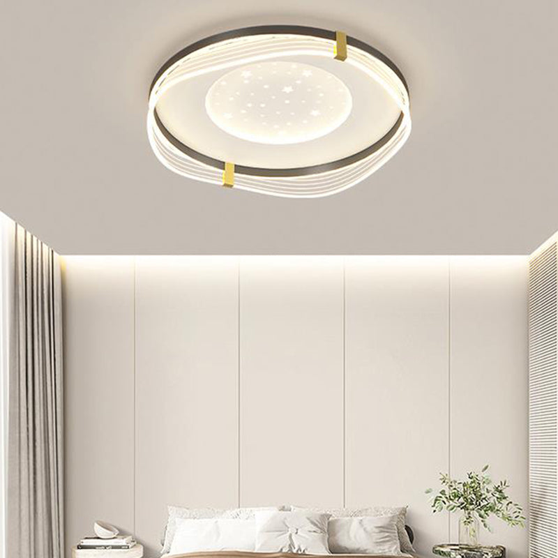 Plafonnier LED en fer aluminium acrylique à motif ciel rond carré rectangulaire crème nordique contemporain pour chambre 
