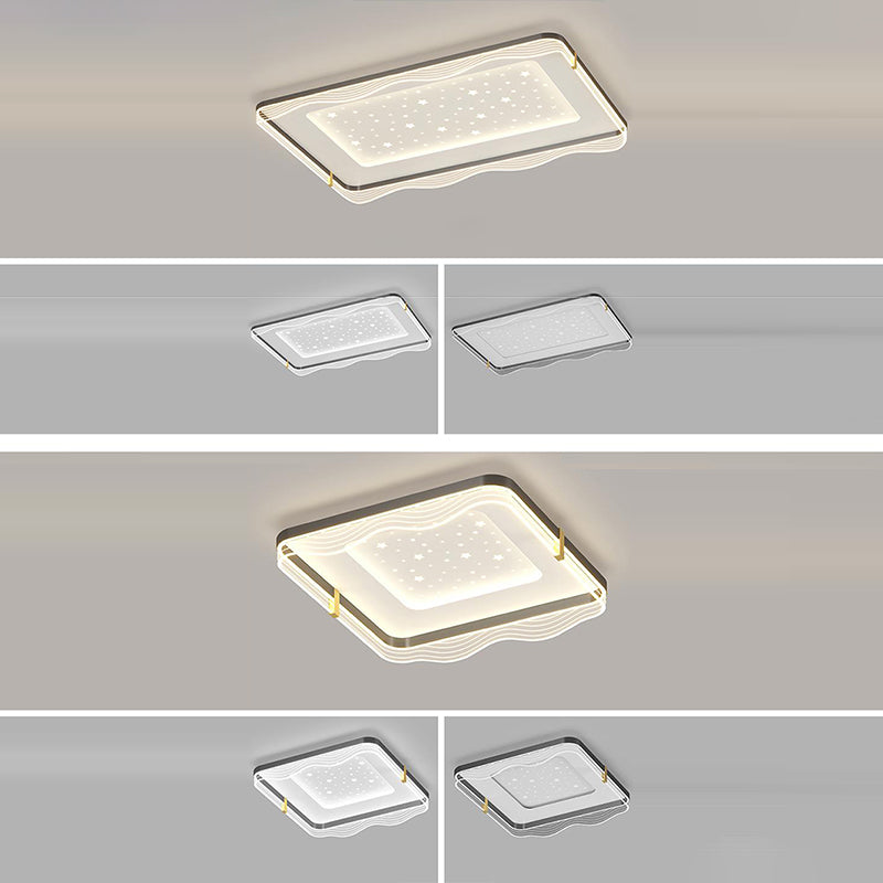 Zeitgenössische nordische Creme Runde quadratische rechteckige Himmel Muster Eisen Aluminium Acryl LED Deckenleuchte für Schlafzimmer 
