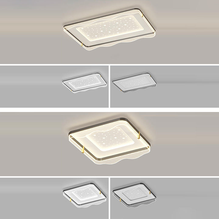 Zeitgenössische nordische Creme Runde quadratische rechteckige Himmel Muster Eisen Aluminium Acryl LED Deckenleuchte für Schlafzimmer 