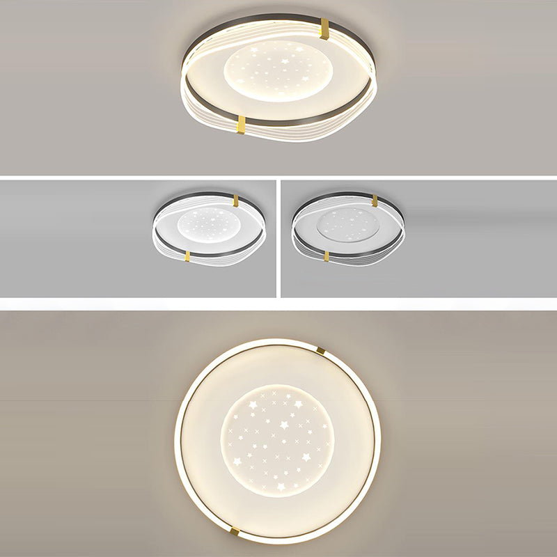 Zeitgenössische nordische Creme Runde quadratische rechteckige Himmel Muster Eisen Aluminium Acryl LED Deckenleuchte für Schlafzimmer 