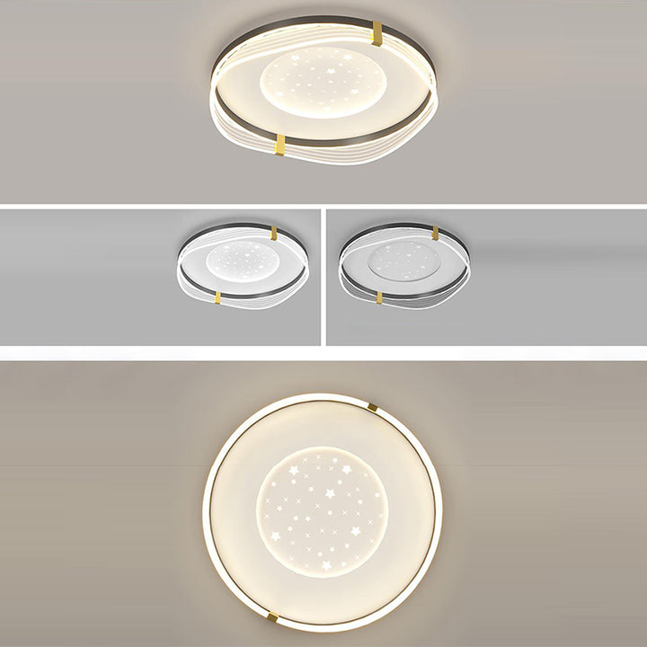 Zeitgenössische nordische Creme Runde quadratische rechteckige Himmel Muster Eisen Aluminium Acryl LED Deckenleuchte für Schlafzimmer 
