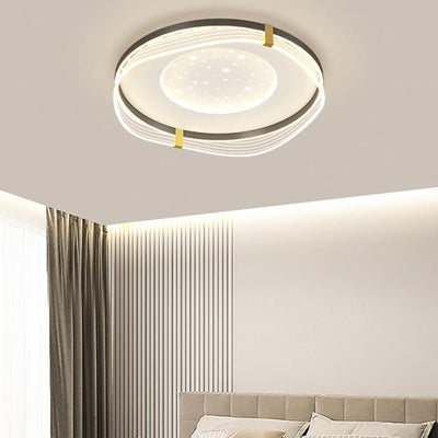 Plafonnier LED en fer aluminium acrylique à motif ciel rond carré rectangulaire crème nordique contemporain pour chambre 