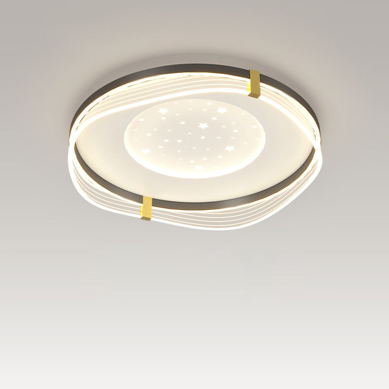Plafonnier LED en fer aluminium acrylique à motif ciel rond carré rectangulaire crème nordique contemporain pour chambre 