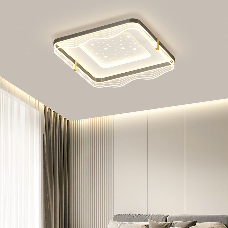 Zeitgenössische nordische Creme Runde quadratische rechteckige Himmel Muster Eisen Aluminium Acryl LED Deckenleuchte für Schlafzimmer 