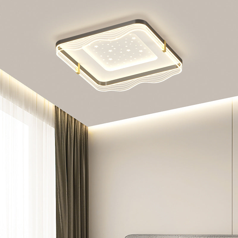 Plafonnier LED en fer aluminium acrylique à motif ciel rond carré rectangulaire crème nordique contemporain pour chambre 