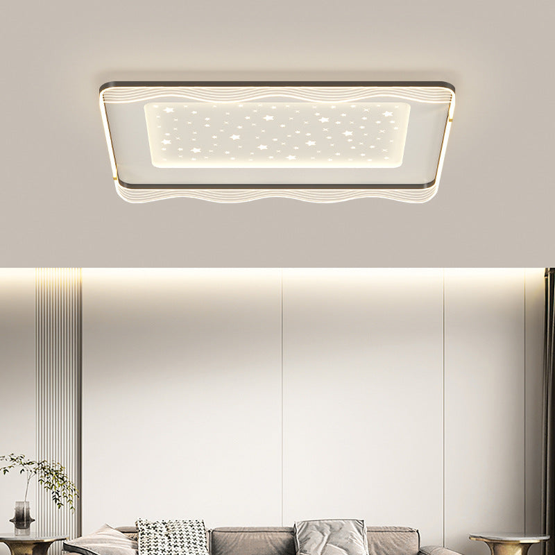 Zeitgenössische nordische Creme Runde quadratische rechteckige Himmel Muster Eisen Aluminium Acryl LED Deckenleuchte für Schlafzimmer 