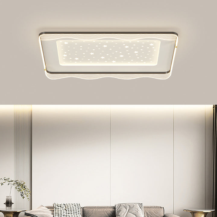 Zeitgenössische nordische Creme Runde quadratische rechteckige Himmel Muster Eisen Aluminium Acryl LED Deckenleuchte für Schlafzimmer 
