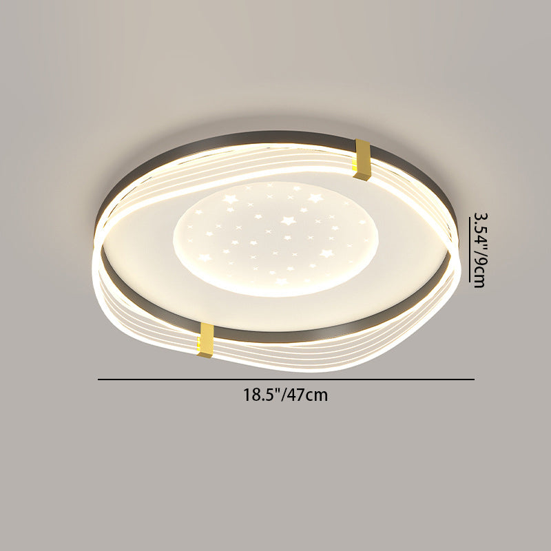 Zeitgenössische nordische Creme Runde quadratische rechteckige Himmel Muster Eisen Aluminium Acryl LED Deckenleuchte für Schlafzimmer 