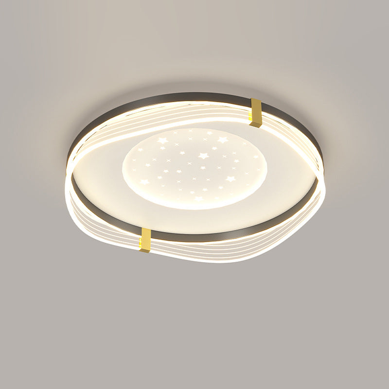 Zeitgenössische nordische Creme Runde quadratische rechteckige Himmel Muster Eisen Aluminium Acryl LED Deckenleuchte für Schlafzimmer 