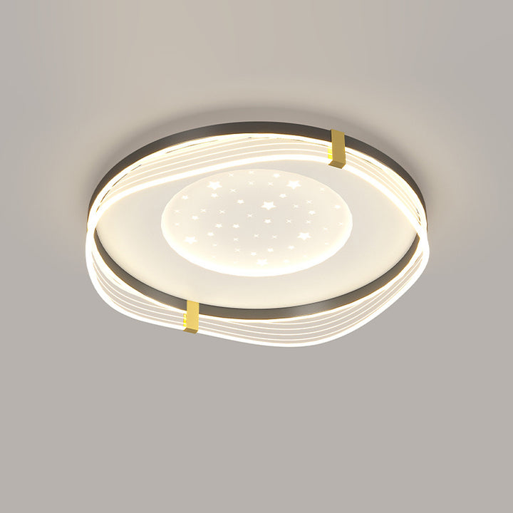 Zeitgenössische nordische Creme Runde quadratische rechteckige Himmel Muster Eisen Aluminium Acryl LED Deckenleuchte für Schlafzimmer 